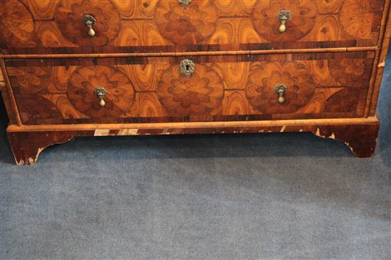 An 18th century and later oyster veneered chest, W.3ft 3in.